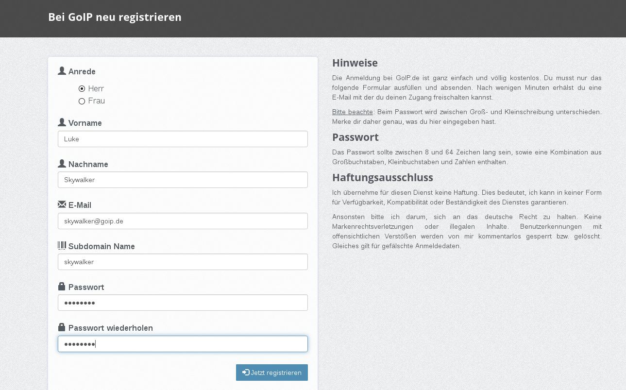 Registrierung
